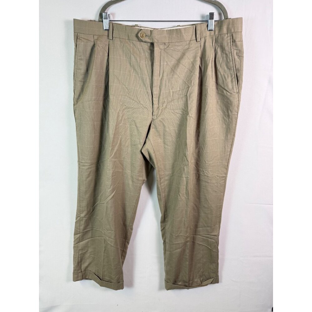 Linea Uomo Mens Dress Pants 100% Wool Window Pane Waist sz 43 Pleated Y2K Career